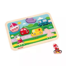   Janod J07124 Járművek formapuzzle készségfejleszető játék +18 hónapos kortól