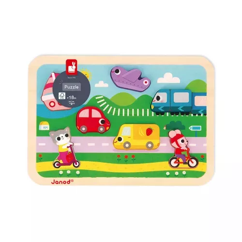 Janod J07124 Járművek formapuzzle készségfejleszető játék +18 hónapos kortól