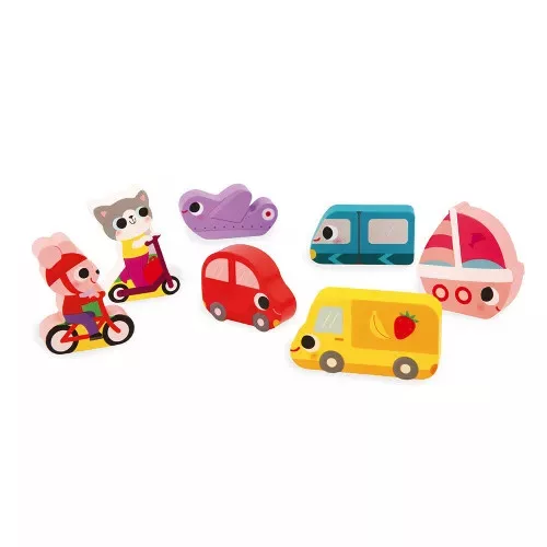 Janod J07124 Járművek formapuzzle készségfejleszető játék +18 hónapos kortól