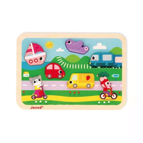 Janod J07124 Járművek formapuzzle készségfejleszető játék +18 hónapos kortól