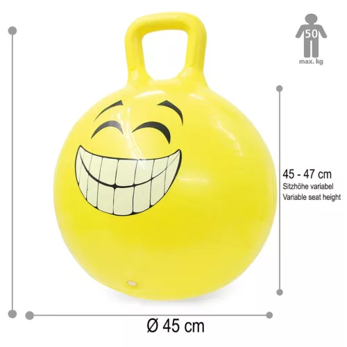 HoppyDoo Pattogó labda Mosolygó sárga 450mm