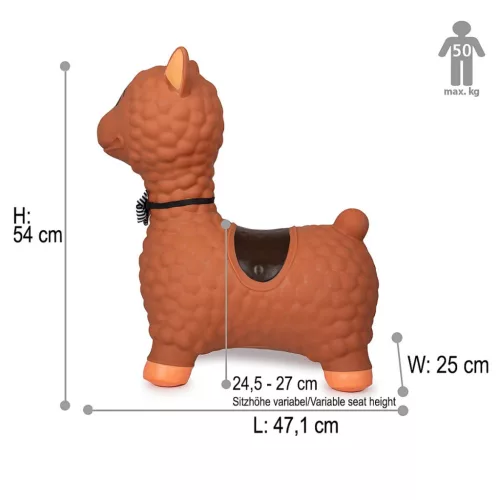HoppyDoo ugráló állatka Lama barna, pumpával