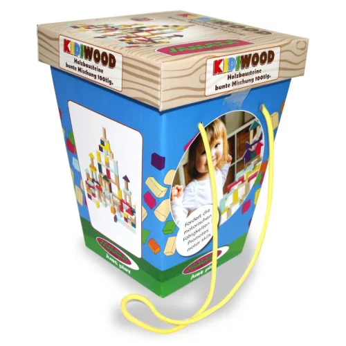 Jamara 460702 Wooden Toys Kidiwood Kidiwood Kidiwood fa blokkok építő készlet 100db.
