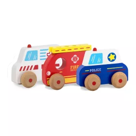   Jamara 460878 Wooden Toys Kidiwood Shape sorter vészhelyzeti járművek 4 részes
