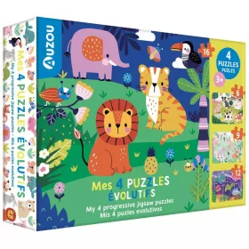 Auzou 4 az 1-ben Állatos Puzzle Kicsiknek
