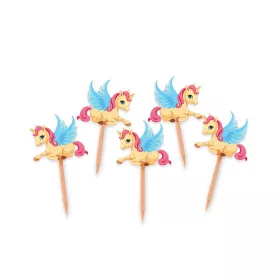 Unikornis tortabeszúró és parti pálcika 25 db 4x7 cm-es