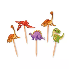   Dinoszauruszos tortabeszúró és parti pálcika 25 db 4x7 cm-es