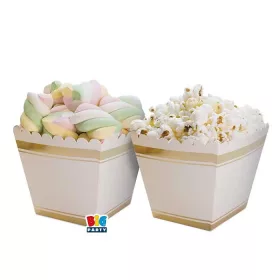   Klasszikus arany színű édesség tálaló parti papírdoboz 6 db 6,5x 8x6,5 cm-es