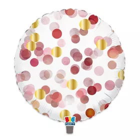 Kerek fólia lufi 45 cm-es, Rózsaszín konfettis