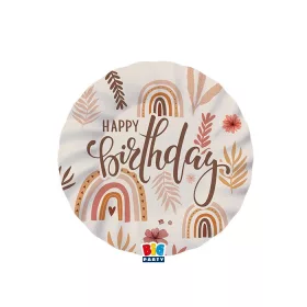 Happy Birthday bohém stílusú parti tányér 8 db 20 cm-es