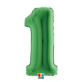 1-es számos fólia lufi 102 cm, Zöld
