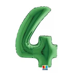 4-es számos fólia lufi 102 cm, Zöld