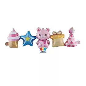 Forma fólia lufi girland 101x32 cm, Rózsaszín macis