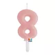 8-as számos gyertya babarózsaszín 7 cm-es