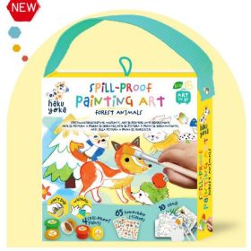   Első festő és matricázós készletem 4db kimosható festékkel, Erdei állatok Haku Yoka