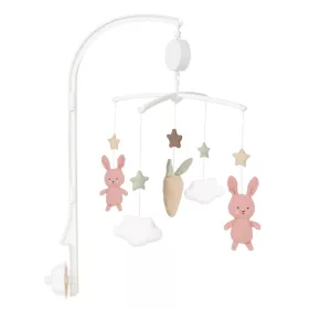   Zenélő kiságyforgó macik és nyuszik, Pasztell rózsaszín Jabadabado