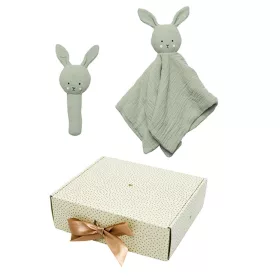 Pasztell zöld nyuszis baba ajándékcsomag Jabadabado