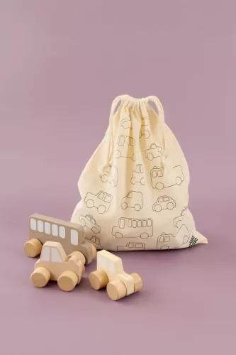 Első autós készletem tároló zsákkal, natúr színű Jabadabado