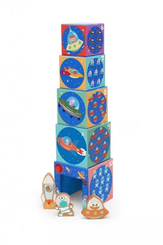 Scratch Europe Toronyépítő kocka fa figurákkal, Világűr  (SC6181228)
