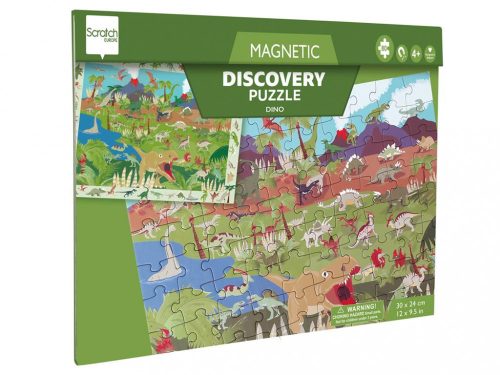 2 az 1-ben mágneses puzzle és megfigyelő játék, Dinoszauruszok Scratch Europe