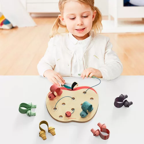 Hernyók az almában Montessori ügyességi játék TOPBRIGHT