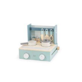   Label-Label Tűzhely zöld kiegészítőkkel - Fa játék szerepjátékokhoz