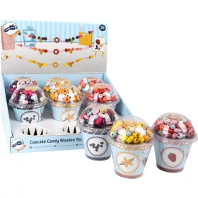   Legler fa gyöngyfűző készlet muffin formában – színes fűzhető gyöngyök trendi cupcake tárolóban