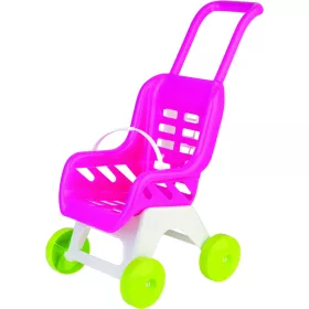 Androni Műanyag rózsaszín babakocsi kiskosárral