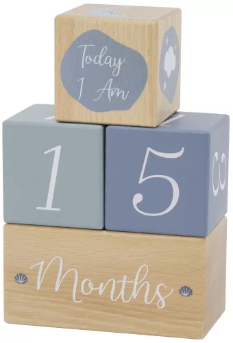 Label Label Fa mérföldkőkockák- Kék