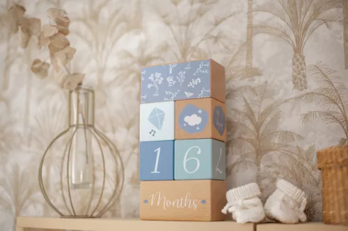 Label Label Fa mérföldkőkockák- Kék