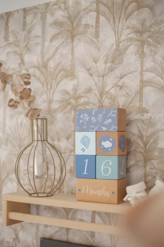 Label Label Fa mérföldkőkockák- Kék