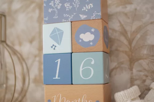 Label Label Fa mérföldkőkockák- Kék