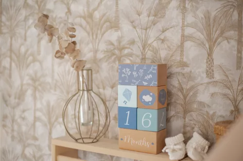 Label Label Fa mérföldkőkockák- Kék