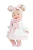 Marina&Pau Kislány nyuszis rózsaszín ruhában és kardigánban, sállal - 26cm