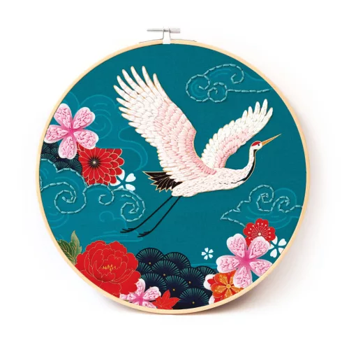 Graine Creative Punch needle hímzőkészlet – Japán daru (25 cm)
