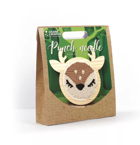 Graine Creative Punch needle hímzőkészlet – Őzike (15 cm)