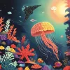 Graine Creative Gyémántfestő képeslap – Tengeri világ