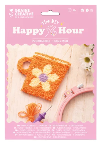 Graine Creative Punch needle hímzőkészlet – Virágos bögre (25 cm)