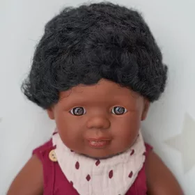   Baba, afroamerikai fiú, fehérneműben, 38 cm,  Miniland ML31159