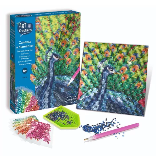 Ékköves vászonkép készítő szett, páva, Sentosphere SA20250