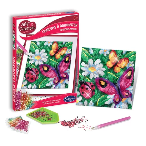 Ékköves vászonkép készítő szett, lepkék és virágok, Sentosphere SA20260