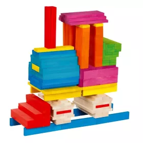   Építőhasábok, színes, 200 darabos, fa dobozban, GK58470 Goki