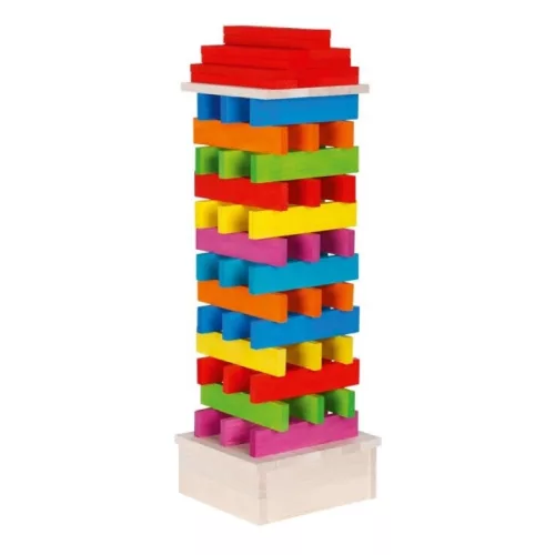 Építőhasábok, színes, 200 darabos, fa dobozban, GK58470 Goki