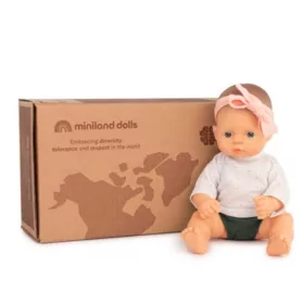 Baba 32 cm-es, ruhában, hajpánttal  Miniland ML316216