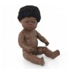 Baba - afrikai fiú, hajas, 38 cm-es, vízálló, MINILAND, ML31053