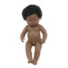 Baba - afrikai lány, hajas, 38 cm-es, vízálló, MINILAND, ML31054