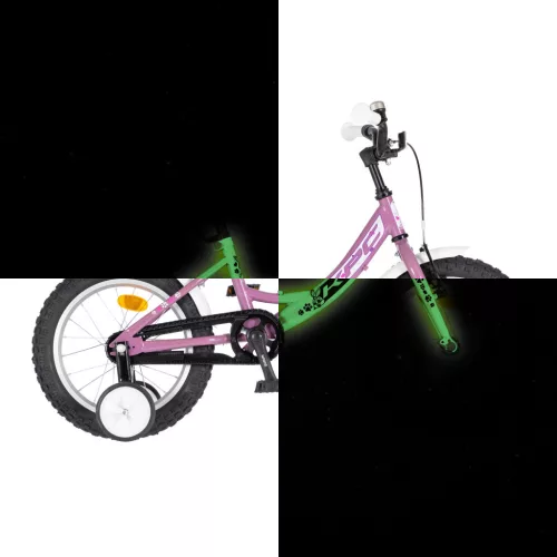 KPC FluoBike Rabbit nyuszis VILÁGÍTÓS 16 lila fluoreszkáló gyermek kerékpár