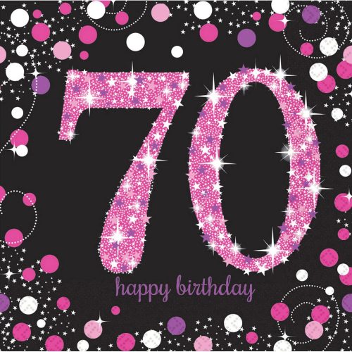 Happy Birthday 70 Pink szalvéta 16 db-os 33*33 cm