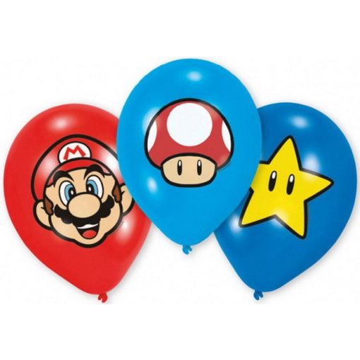 Super Mario léggömb, lufi 6 db-os