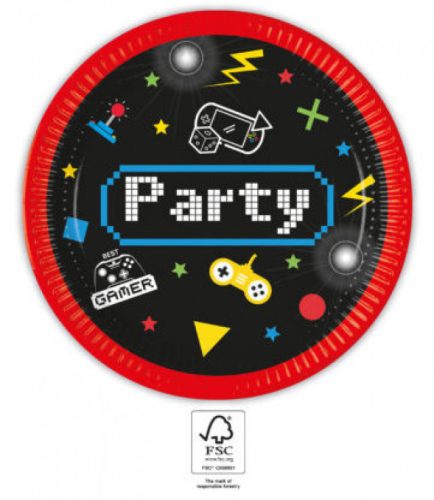 Gaming Party papírtányér 8 db-os 23 cm FSC